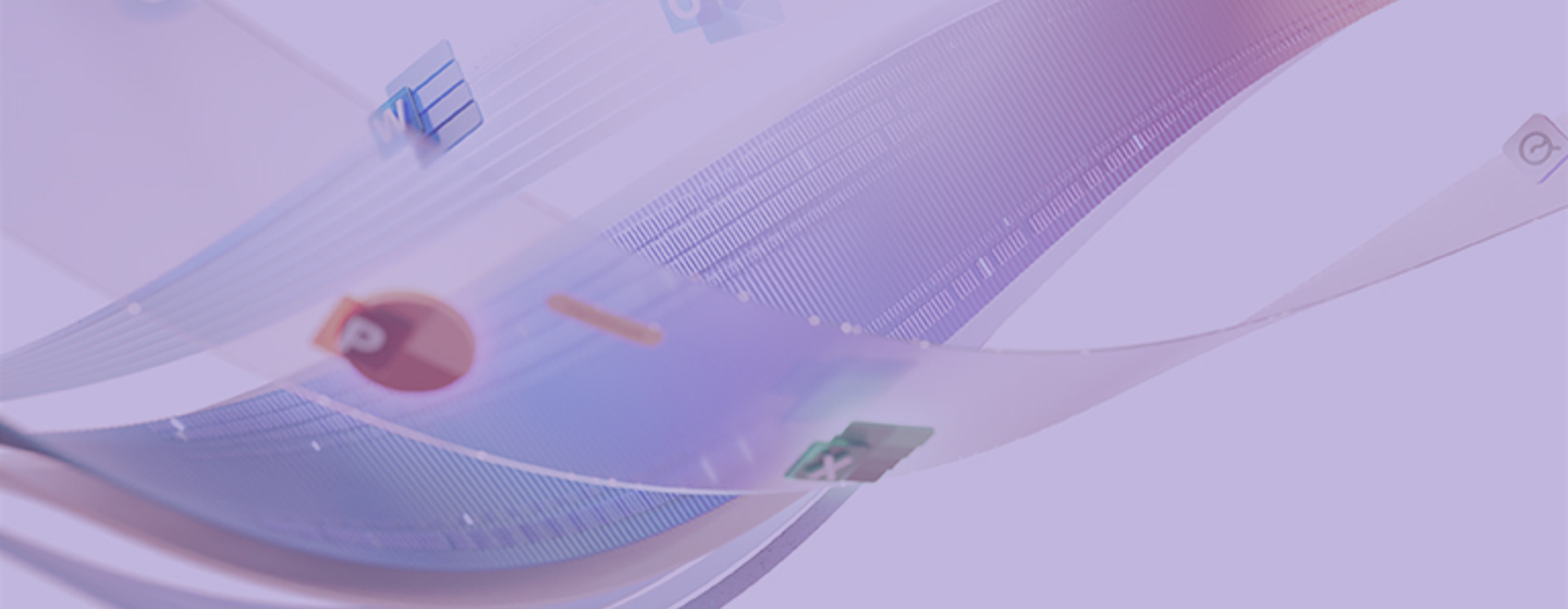 Abstrakt lila bakgrund med digitala flöden, ikoner och nätverksgrafik som symboliserar moderna IT-lösningar och digitalisering
